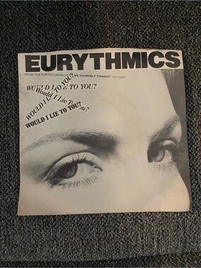 45 RPM Eurythmics "Would I Lie To You?" Single Cover - Black & White